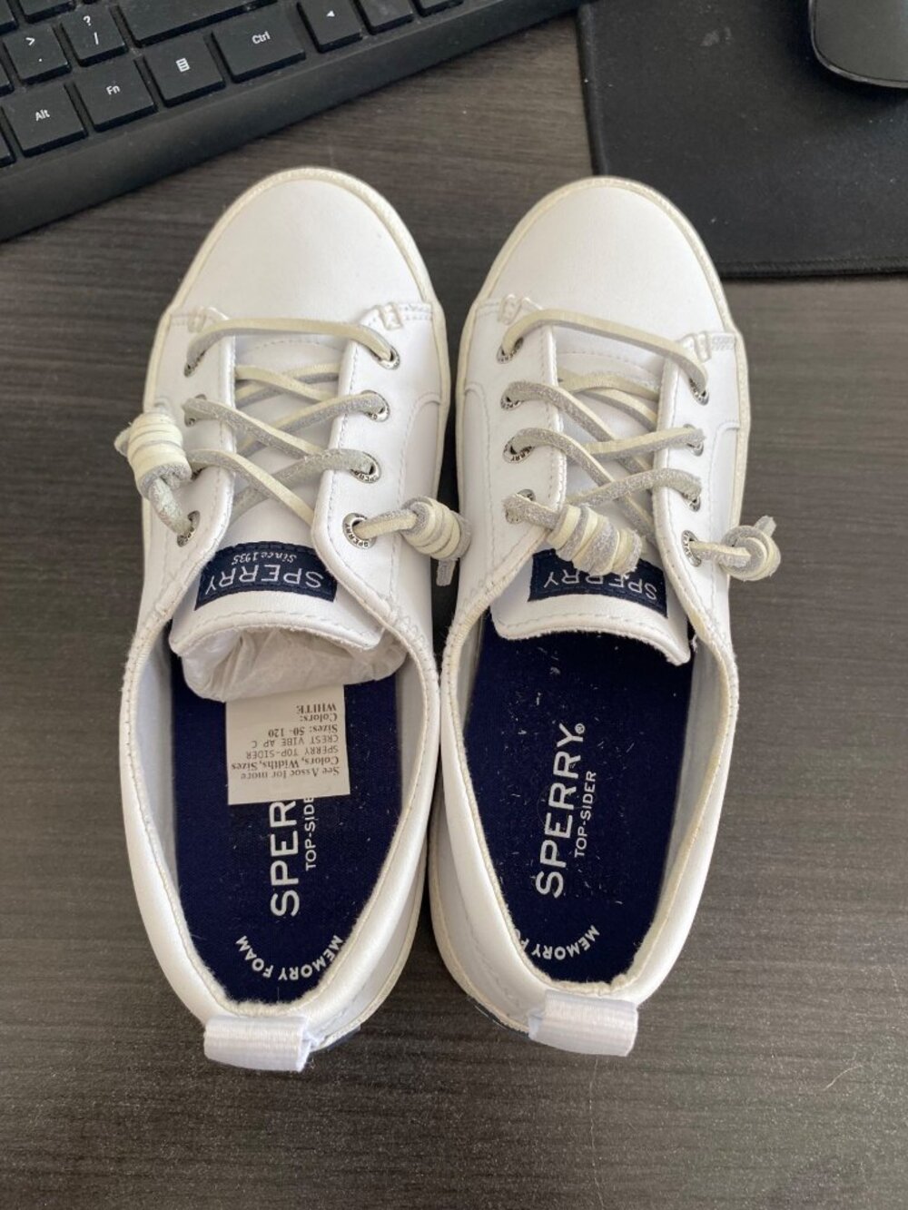 Sperry Womens Crest Vibe Sneakers Top-Sider Laced White Size 5.5M Defected